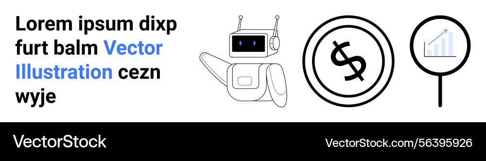 Robot assistant with currency icon and analytics Robot assistant with currency icon and analytics vector image