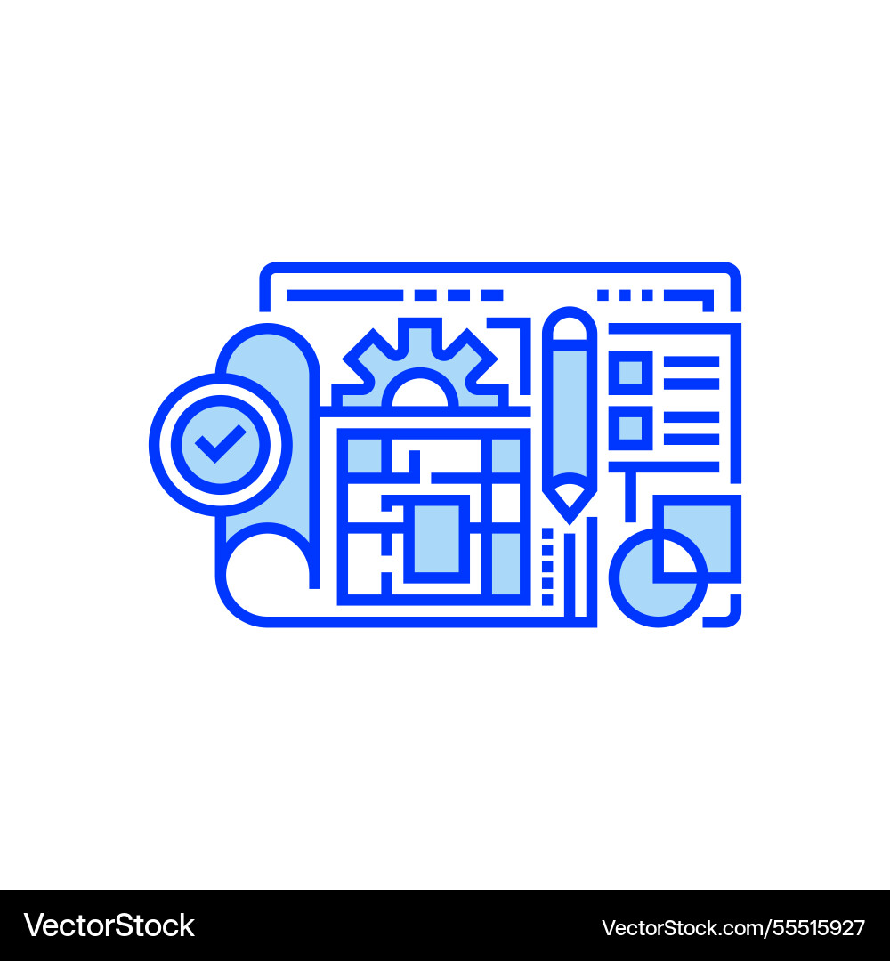 Blueprint filled line icon linear style sign Vector Image