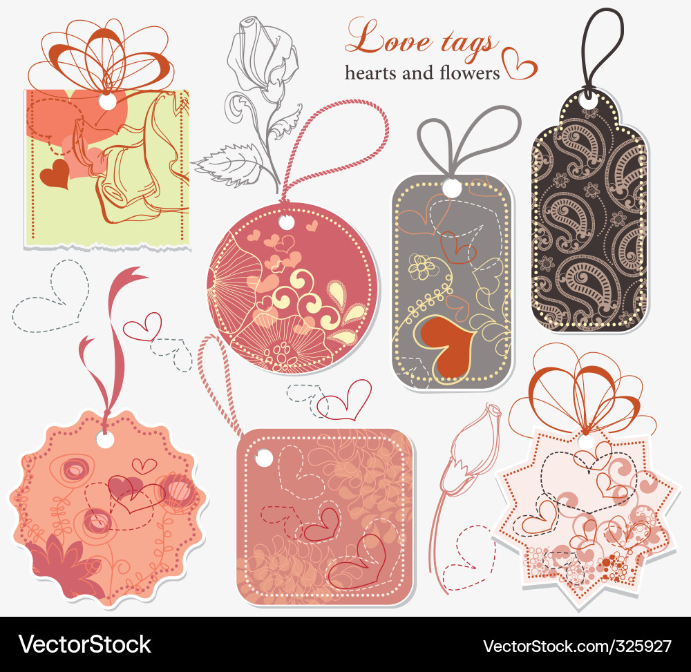 Buntes Herz Tags Vektorbild