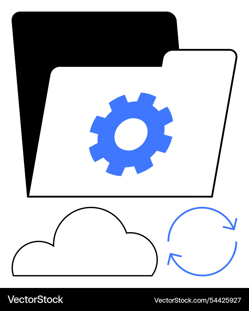 Cloud storage and settings concept with folder Cloud storage and settings concept with folder vector image