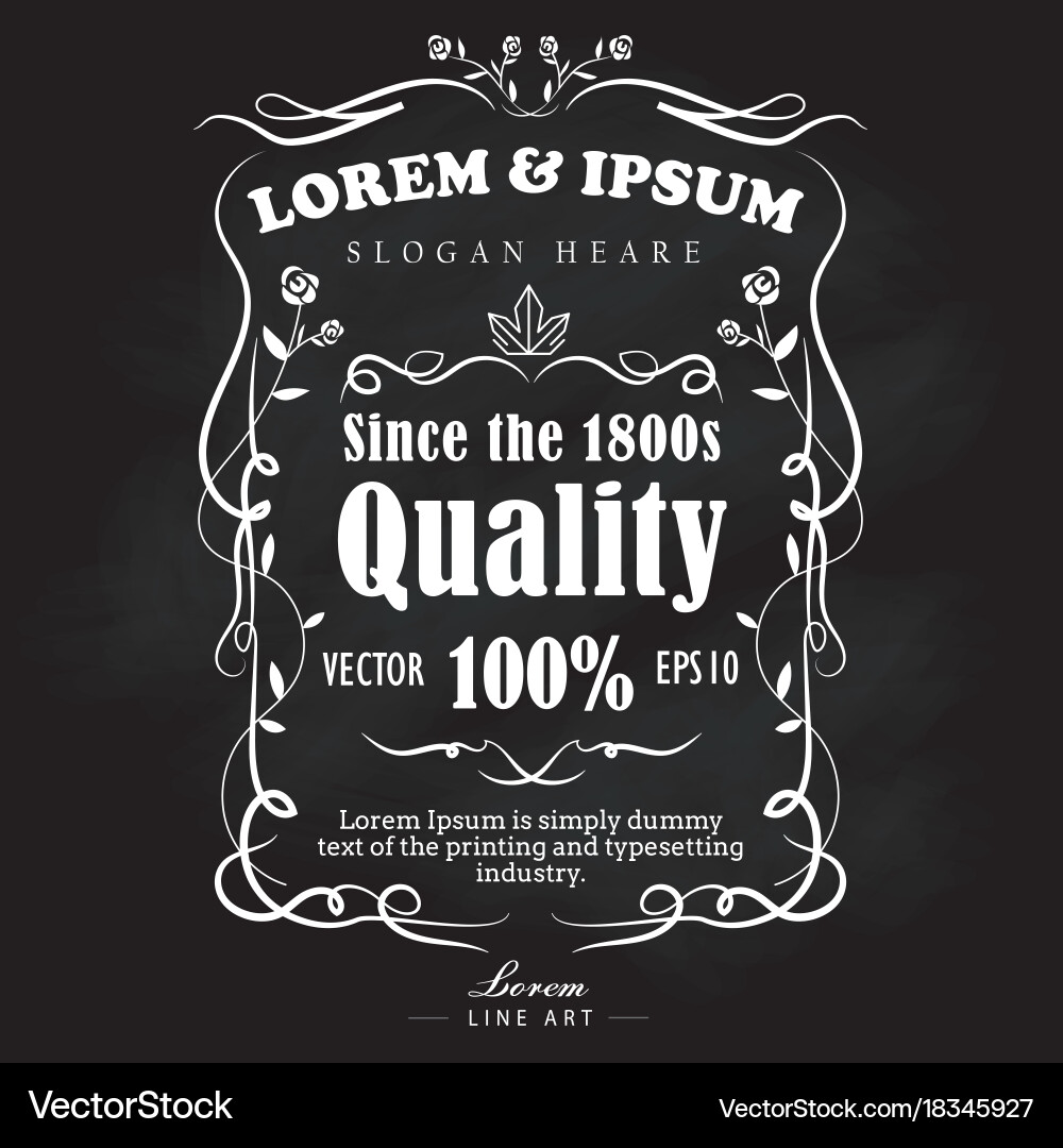 Hand drawn frame label retro vintage blackboard vector image