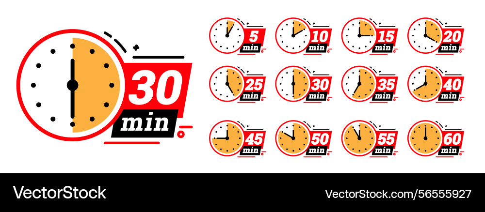 Minute timer icons set vector image