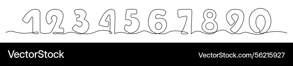 Numbers one continuous line drawing minimalistic Vector Image