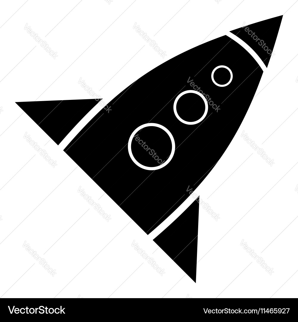 Rocket with three portholes icon simple style Vector Image