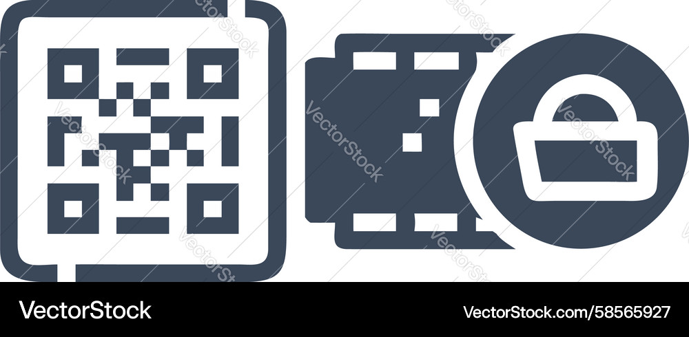 Secure QR Code with Lock & Key Vector Image