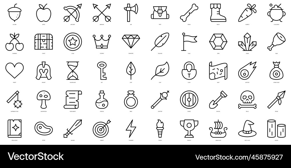 Set of simple outline videogame elements icons vector image