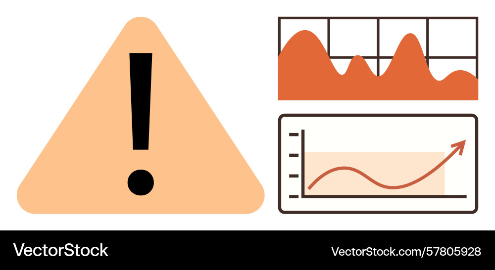 Alert symbol with data graphs indicating risk Alert symbol with data graphs indicating risk vector image