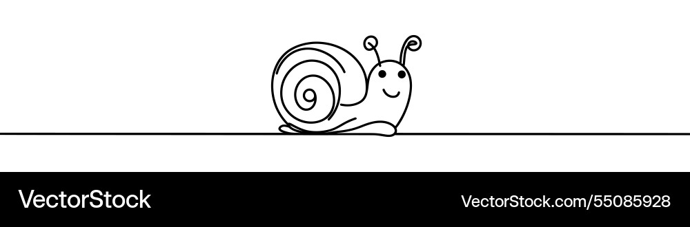 Happy snail crawling on a continuous line drawing Happy snail crawling on a continuous line drawing vector image