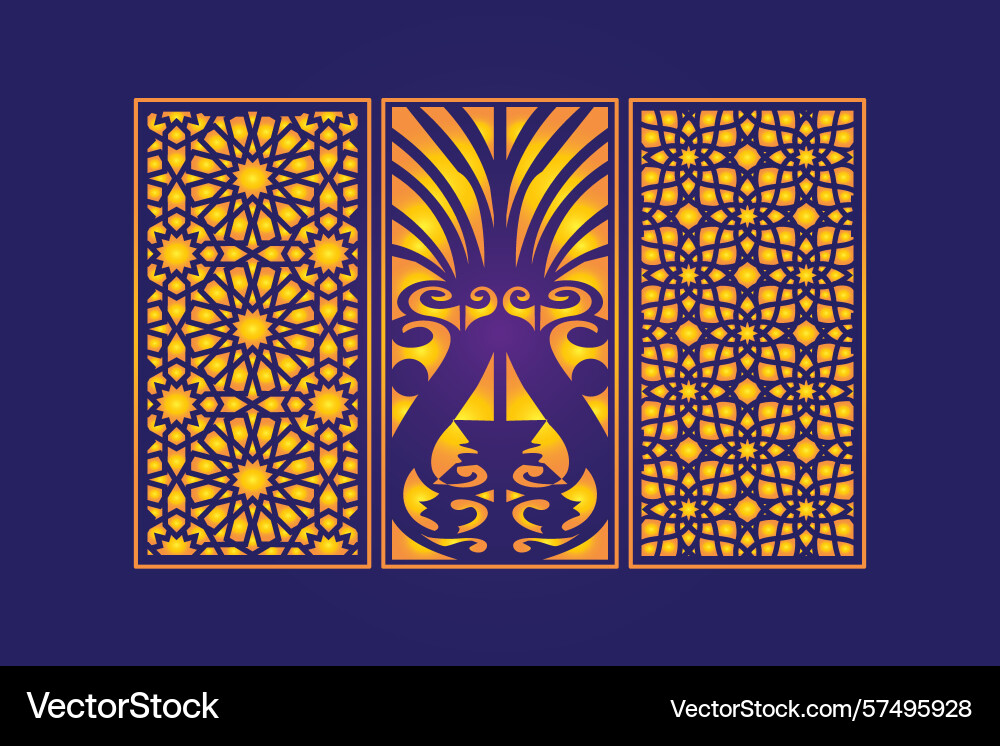Islamic geometric laser cut panels Vector Image