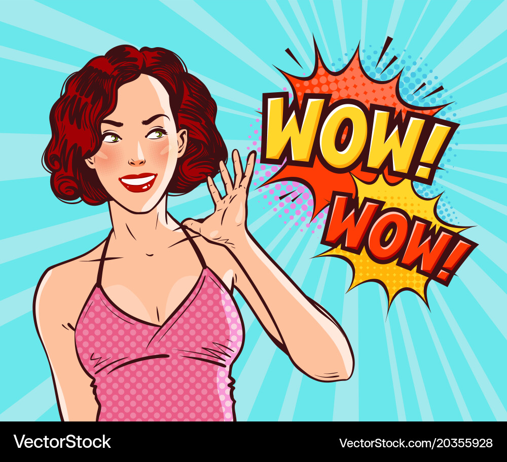 Joyful Young Woman Pop Art Style Vector Image