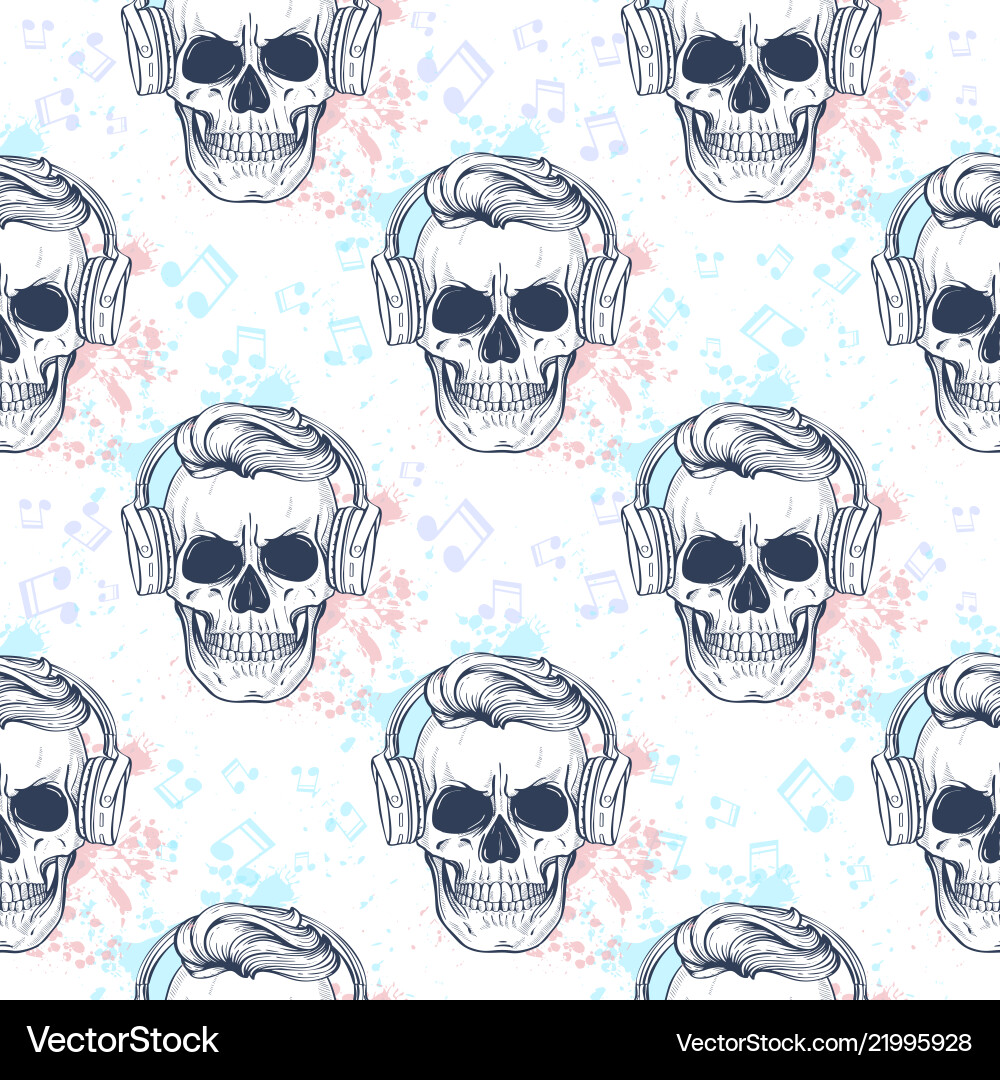 Seamless color pattern with skull Seamless color pattern with skull vector image