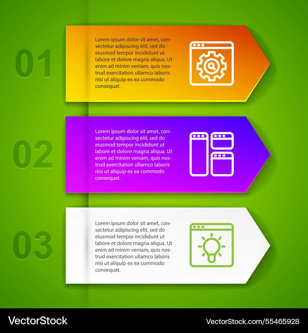 Set line browser setting window and business vector image