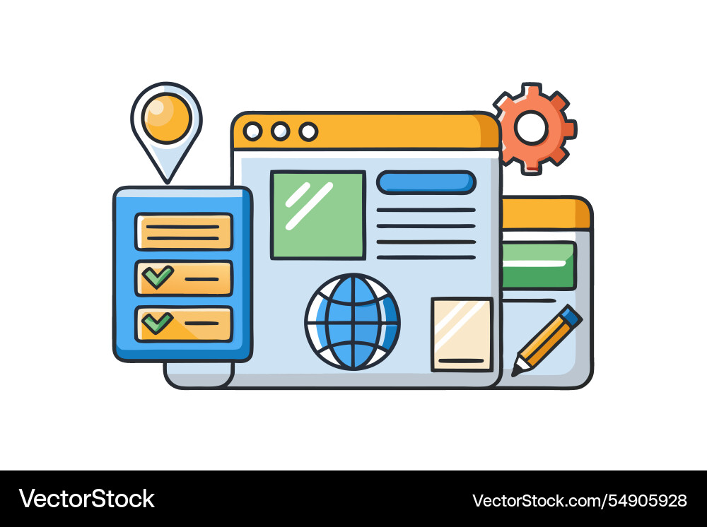 Set of website and ui ux design icons showcasing Vector Image