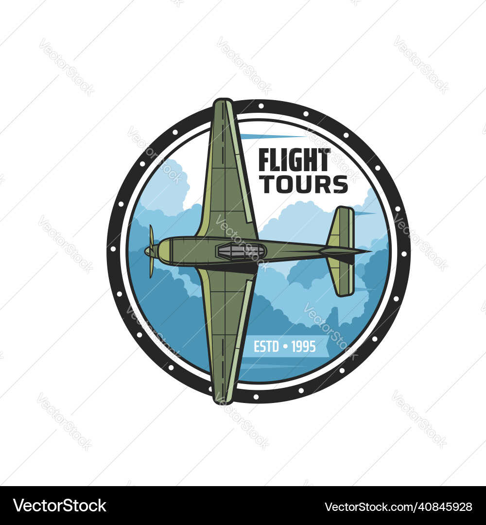 Vintage Airplane Tour Icon Vector Image