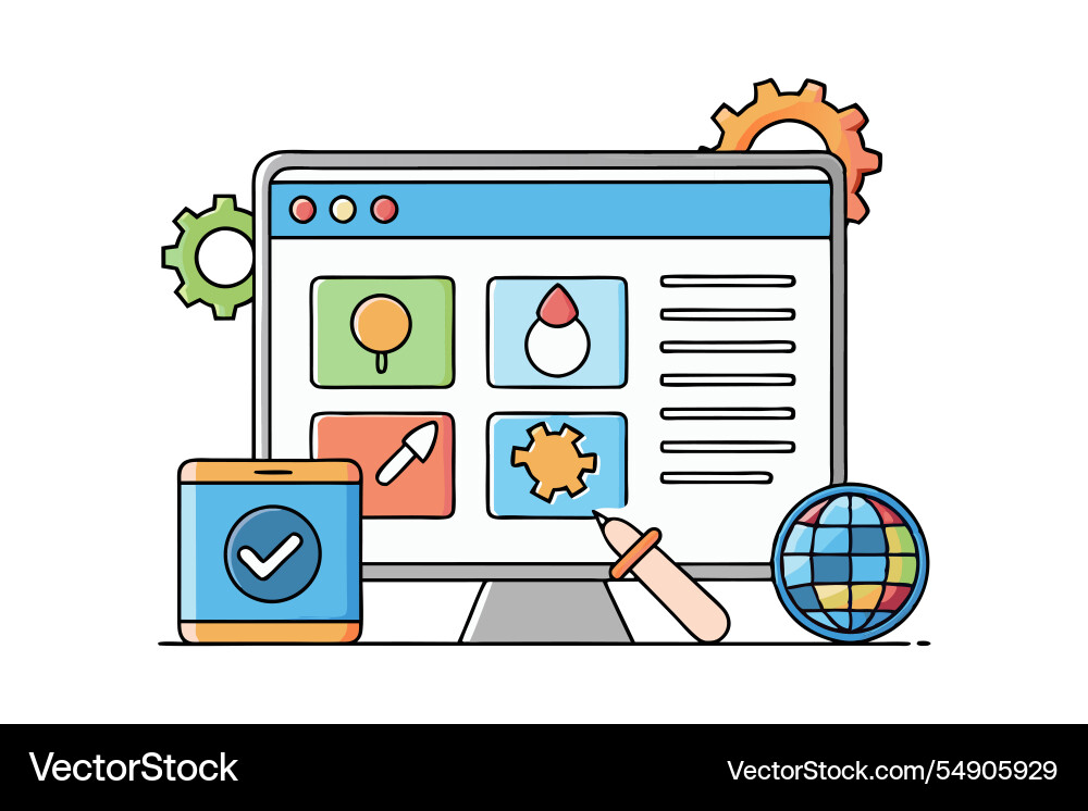 Colorful web development and user interface icons Vector Image