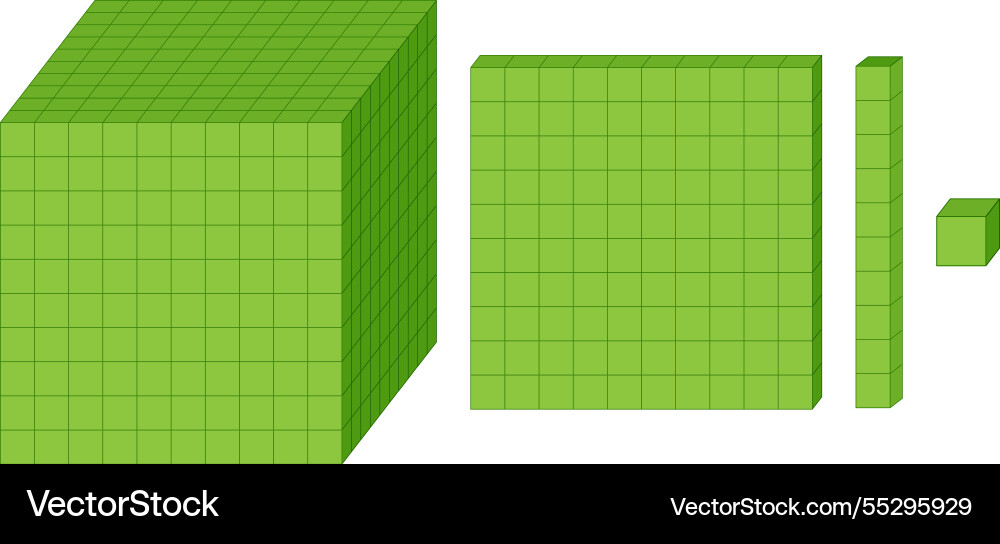 Fractions using green cubic blocks Fractions using green cubic blocks vector image