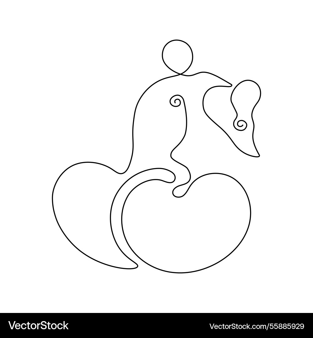 Minimalistic continuous line art of two cherries Minimalistic continuous line art of two cherries Vector Image