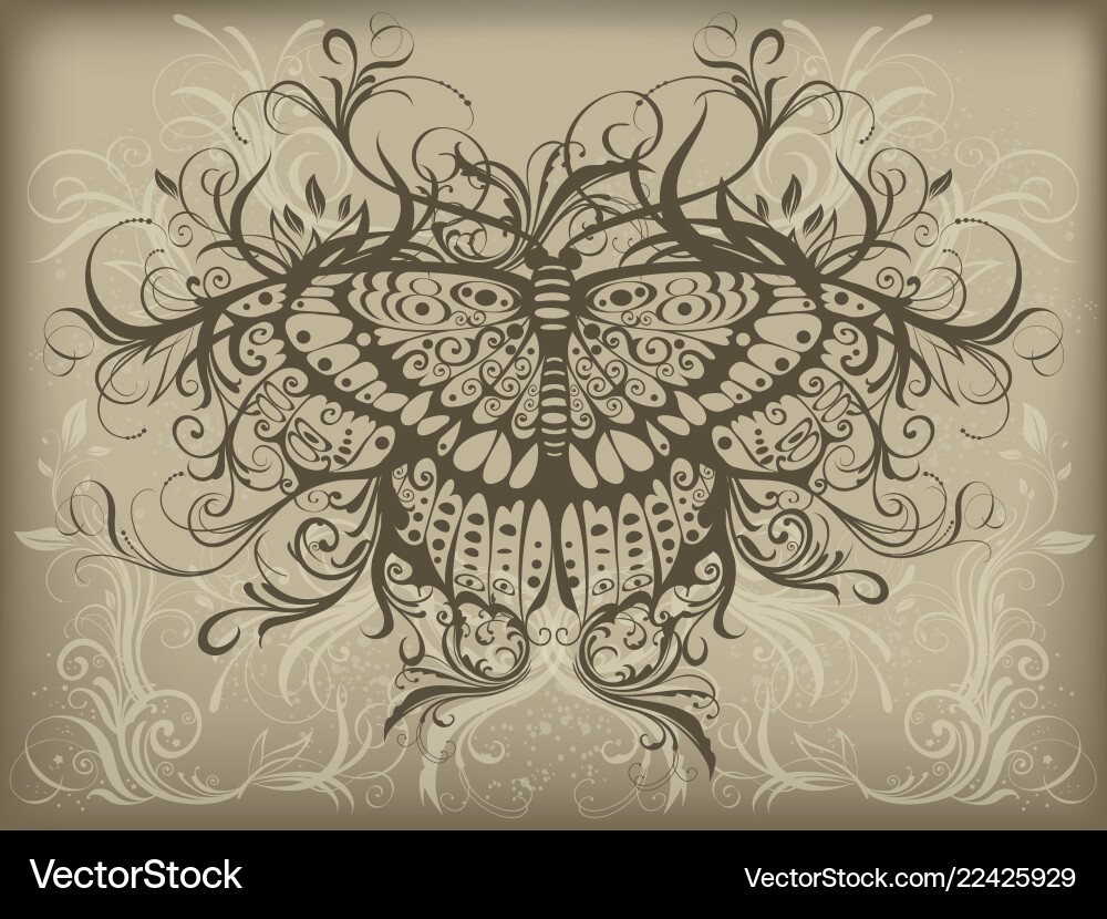 Vintage butterfly tattoo Vintage butterfly tattoo vector image
