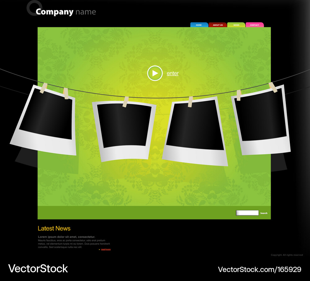 Website-Vorlage mit Fotos - Modern Style Vektorbild