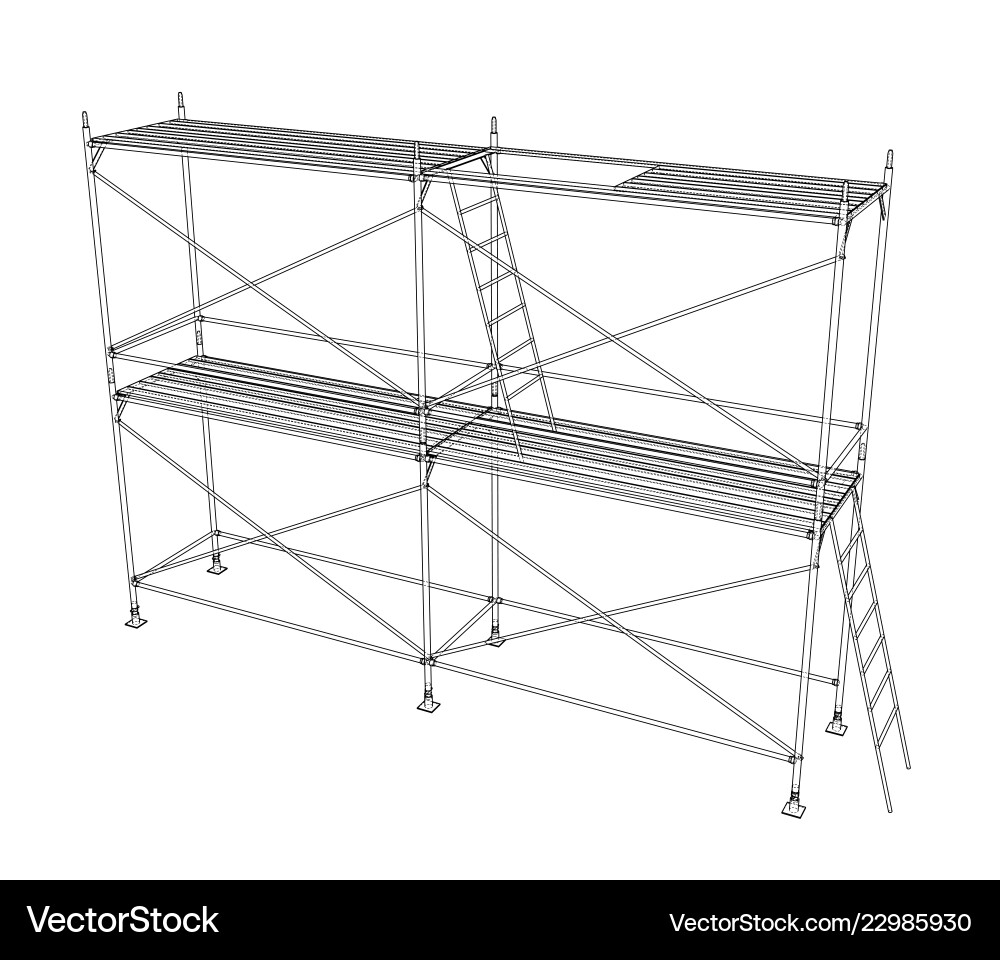 3d outline scaffold rendering of 3d outline scaffold rendering of Vector Image
