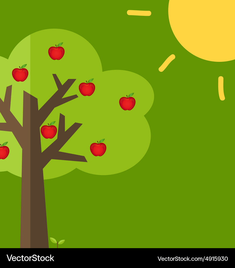 Abstract tree with apples Vector Image