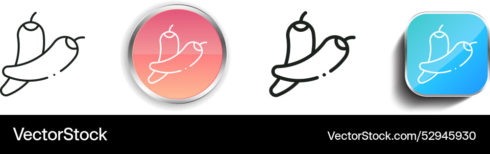 Chili icon thin linear regular and button style Vector Image