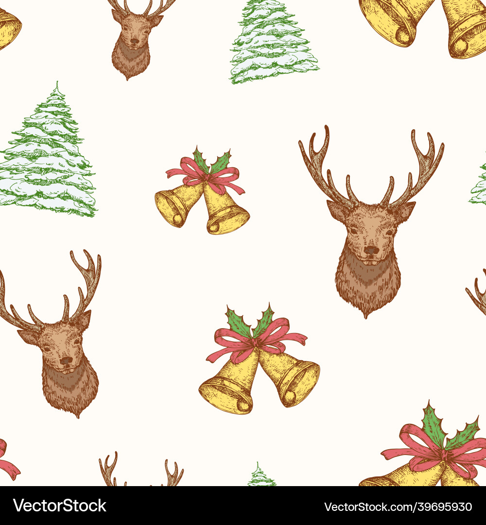 Christmas hand drawn seamless background Christmas hand drawn seamless background vector image
