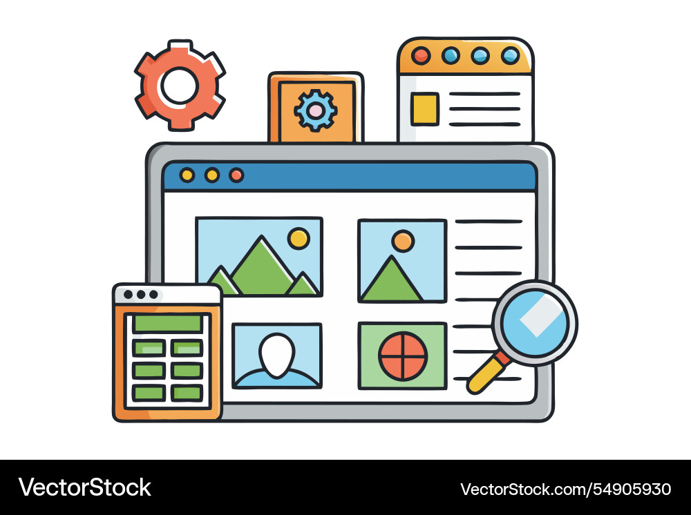 Creative ui ux design with website interface Vector Image