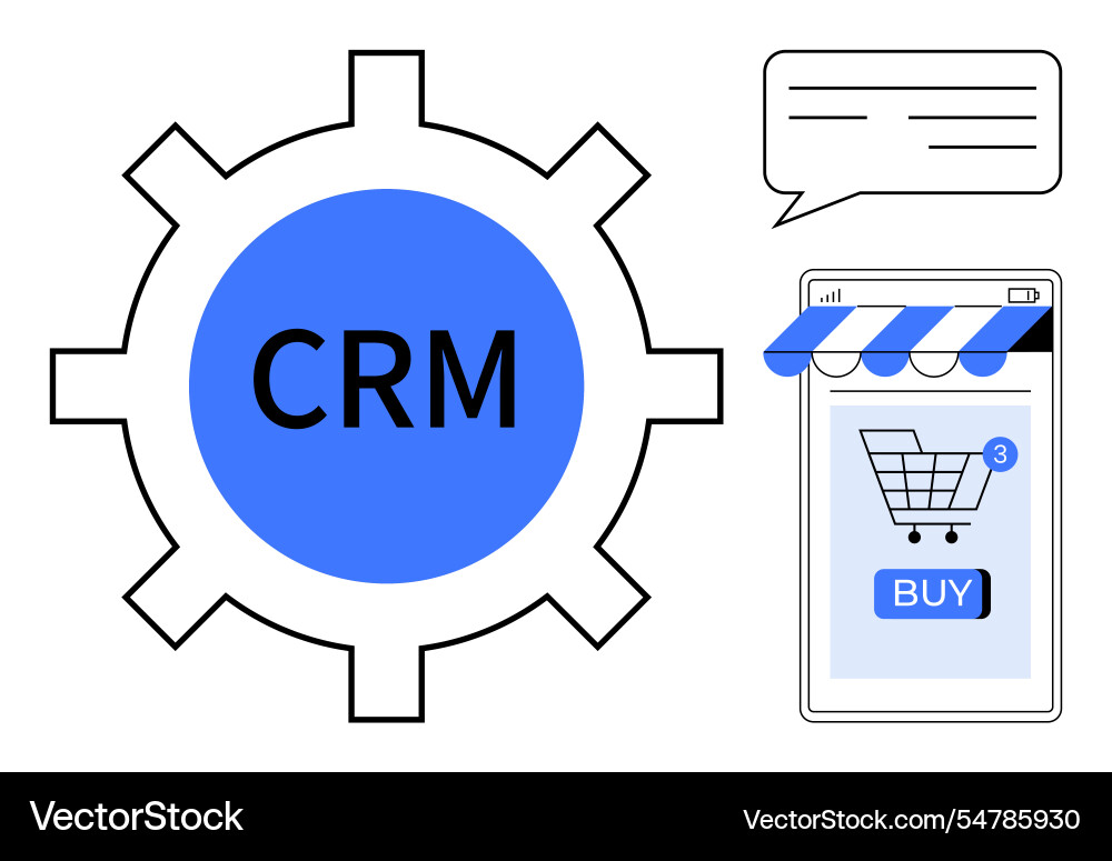 Crm integration with e-commerce and customer Crm integration with e-commerce and customer vector image