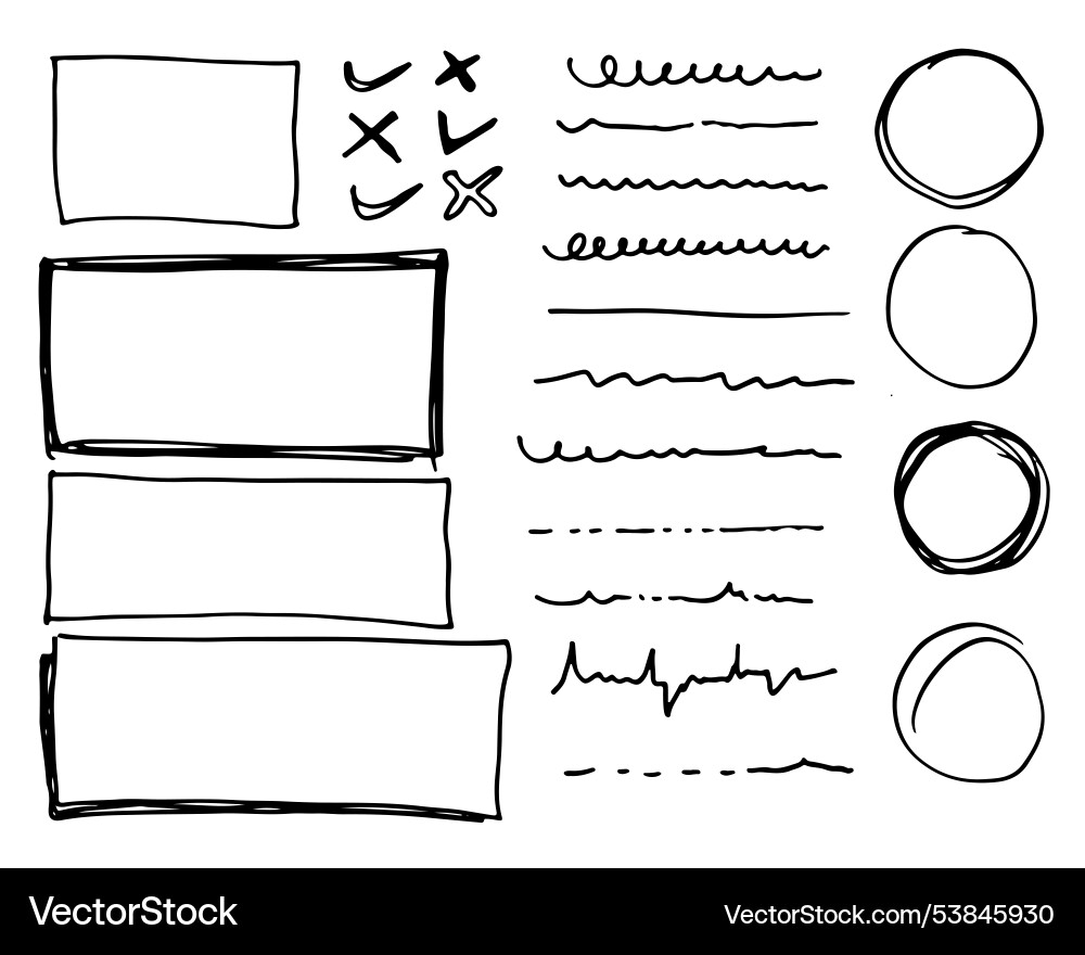 Doodle lines and curves set of simple vector image
