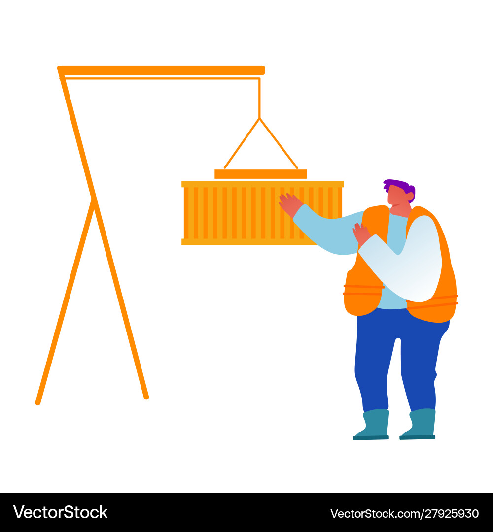 Foreman in port control loading containers box Foreman in port control loading containers box vector image