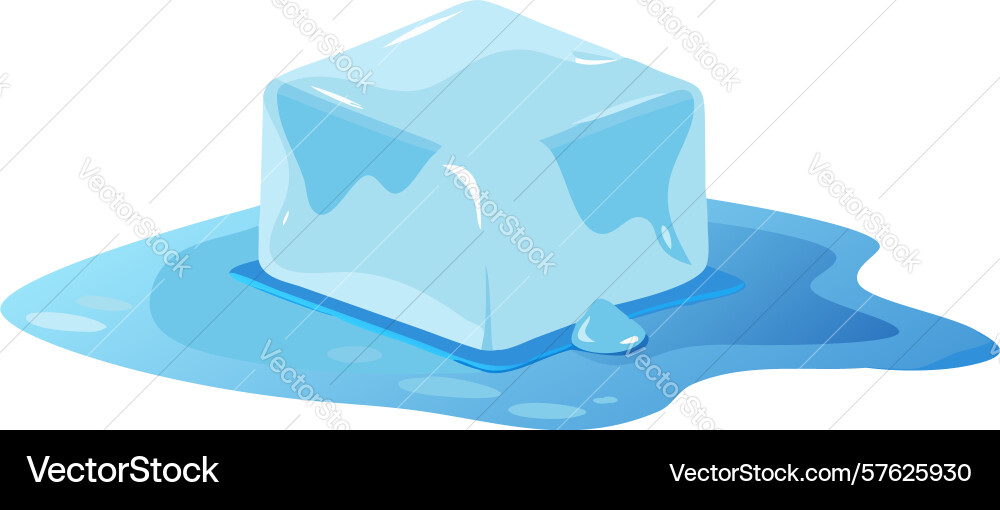 Melting ice cube water design generative ai Vector Image