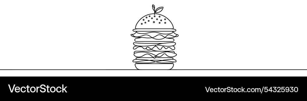 One continuous line of a hamburger One continuous line of a hamburger vector image