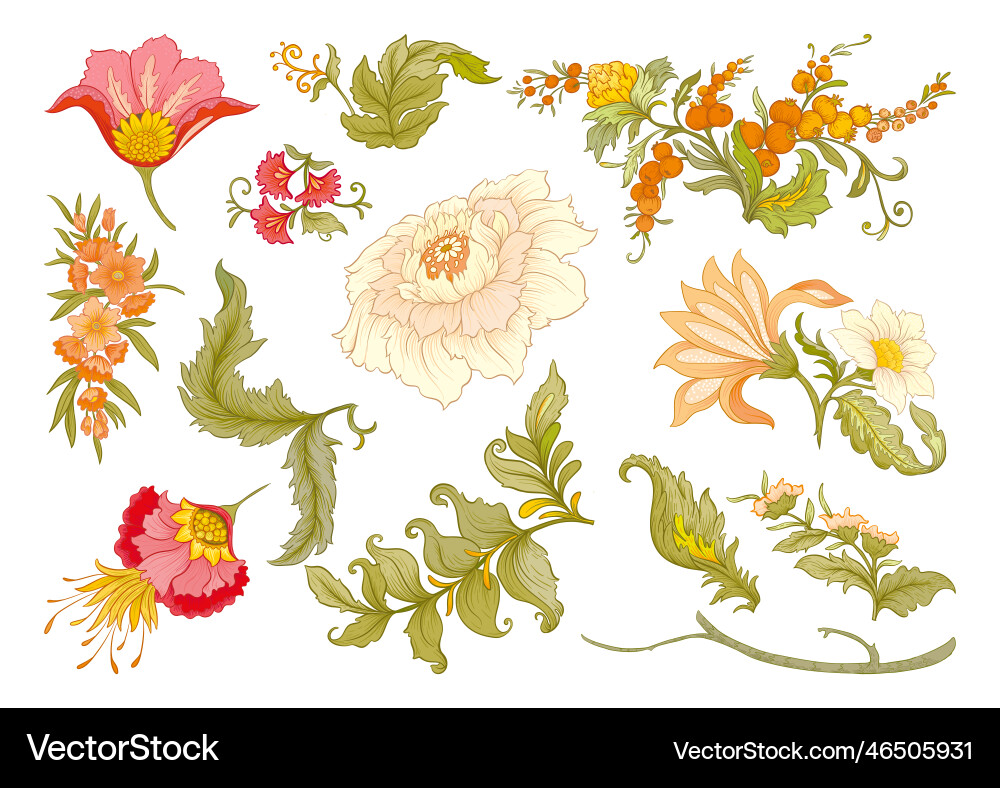 Art Nouveau Floral Motifs Vector Image