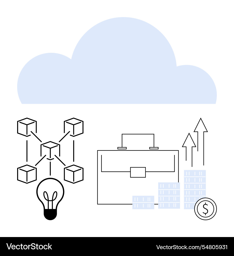 Cloud computing concept with blockchain business Cloud computing concept with blockchain business vector image