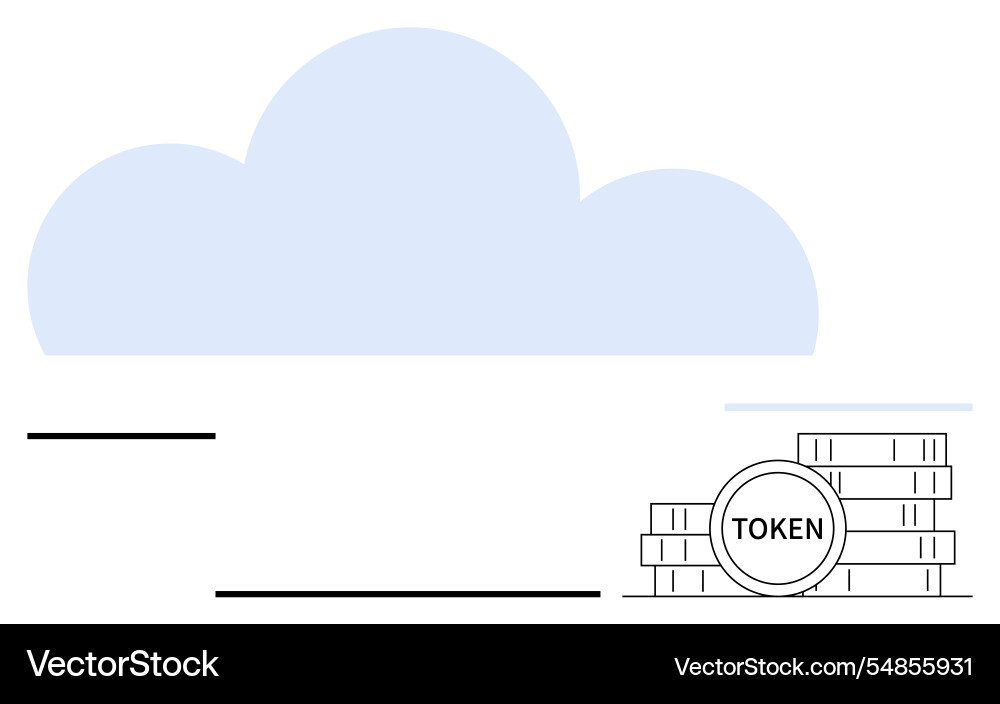 Cloud storage with stacked tokens representing Cloud storage with stacked tokens representing vector image