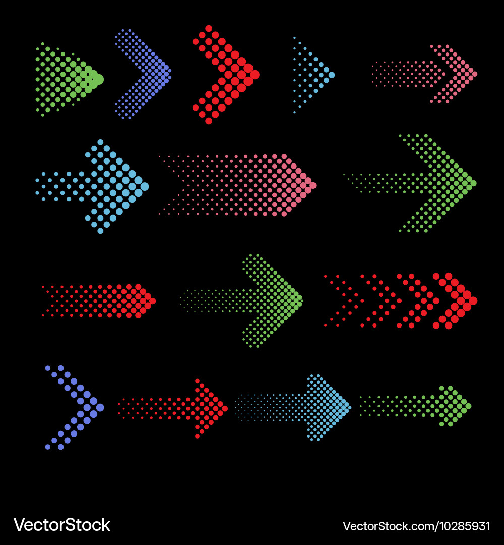Dotted Arrows with Halftone Effect Vector Image