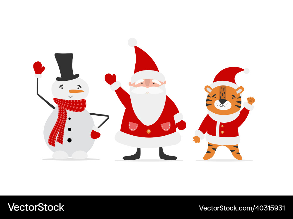 Festive Christmas & New Year Characters Vector Image