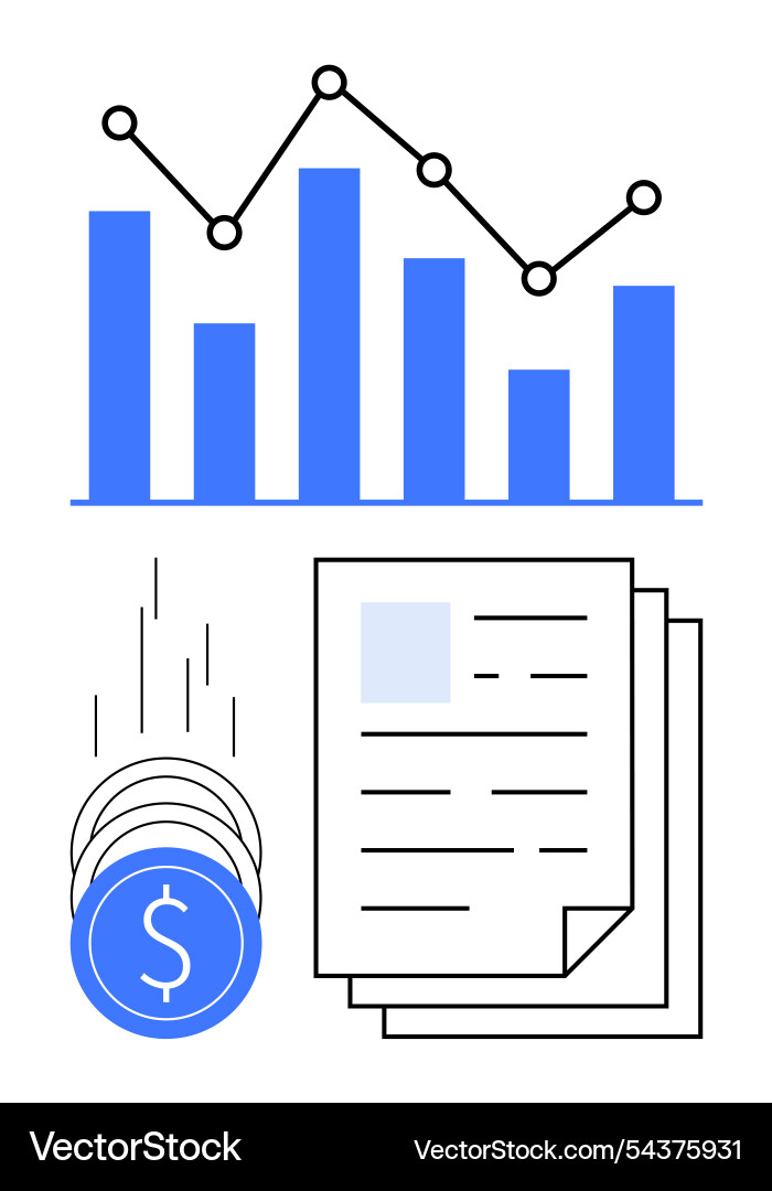 Financial data analysis with bar and line charts Vector Image