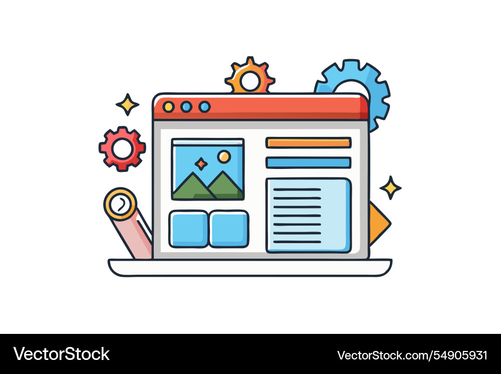 Flat style of website design icons with interface Flat style of website design icons with interface Vector Image