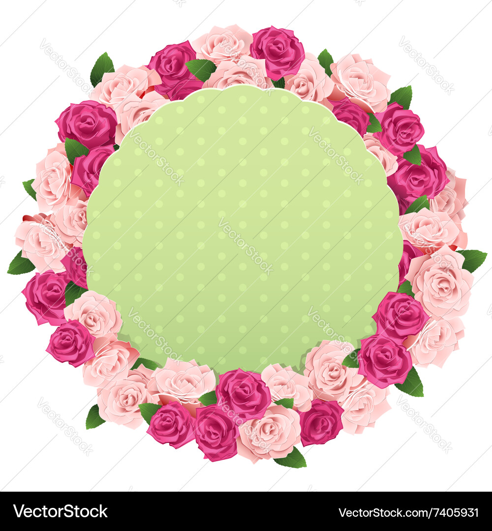 Flower wreath with greeting card Vector Image