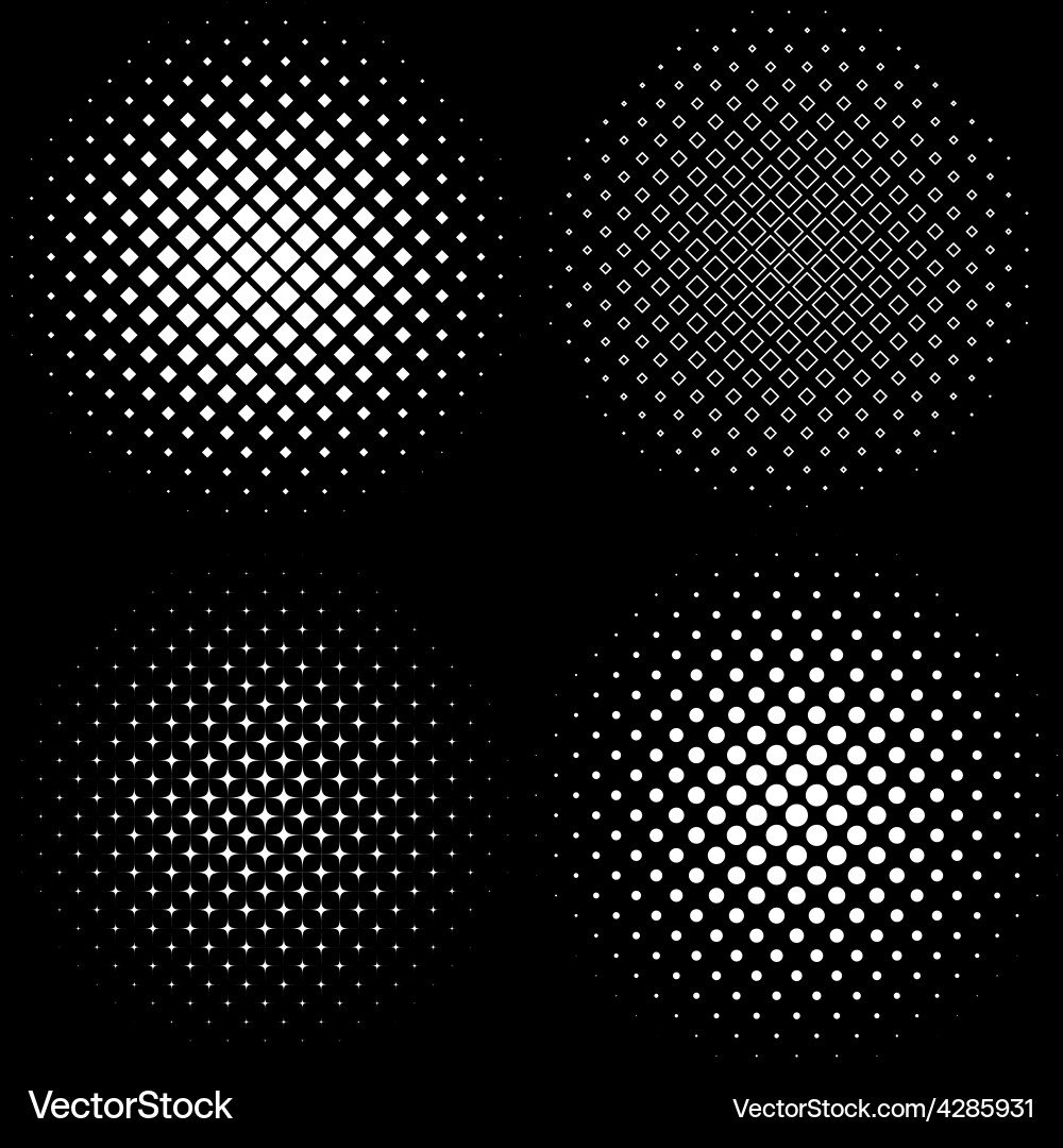 Halftone Frames ein Set von 4 Rahmenmustern vektorbild