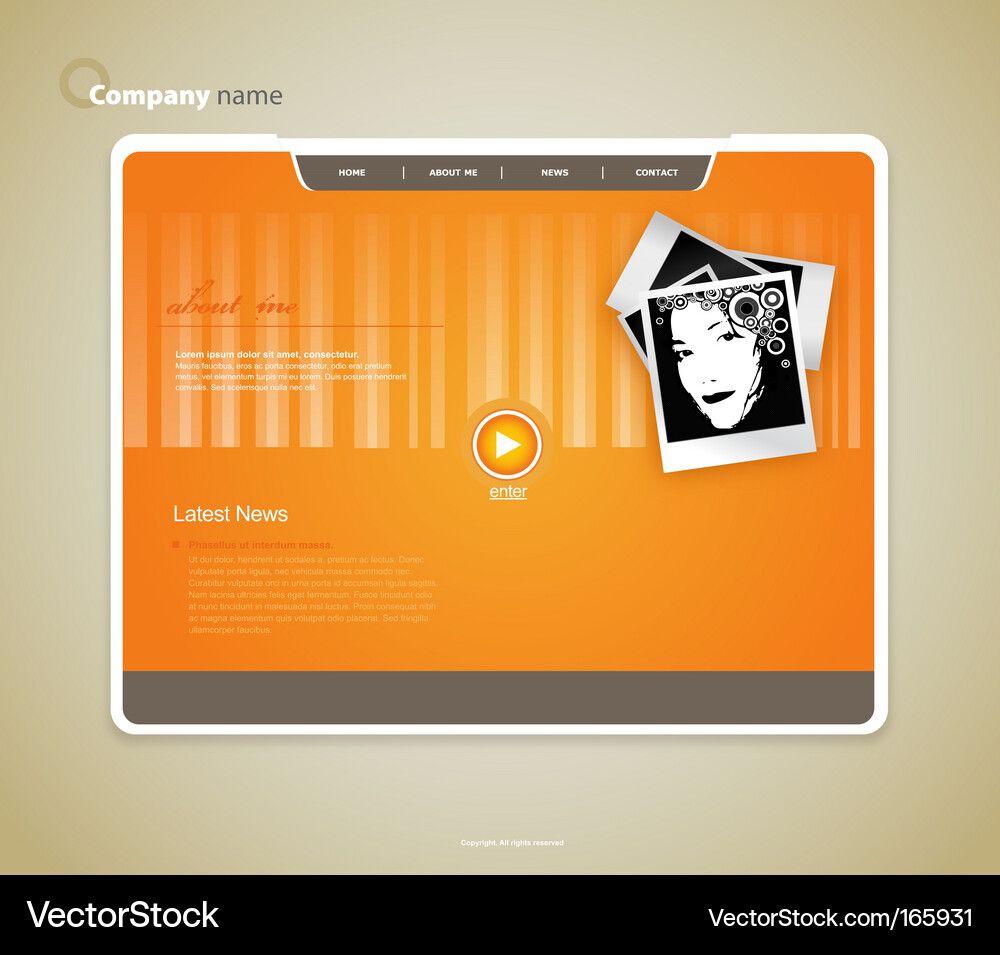 Modern Website Template with Photo Vector Image
