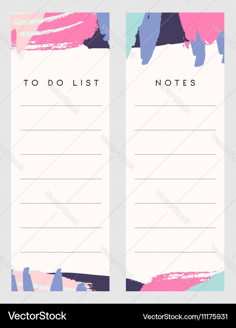 Notes and to do list templates vector image