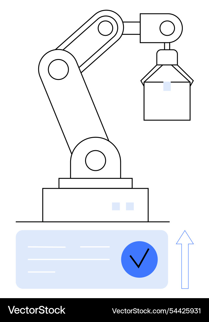 Robotic arm with check mark for quality assurance Vector Image
