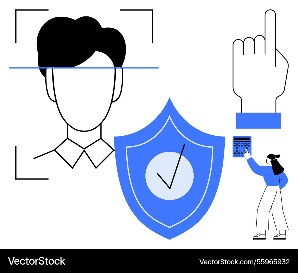 Biometric authentication with face recognition Biometric authentication with face recognition vector image