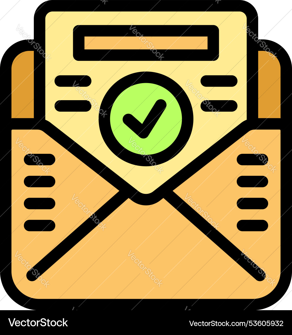 Envelope containing approved document with check Envelope containing approved document with check vector image
