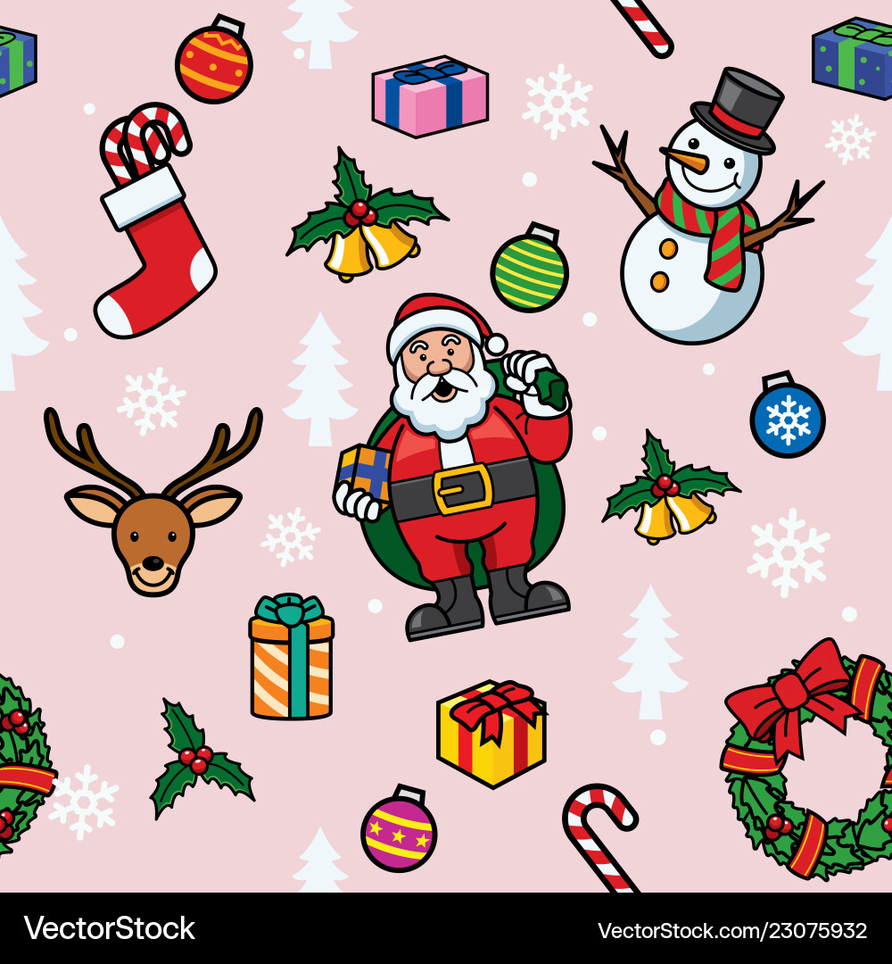Merry Christmas Cartoon Pattern vector image