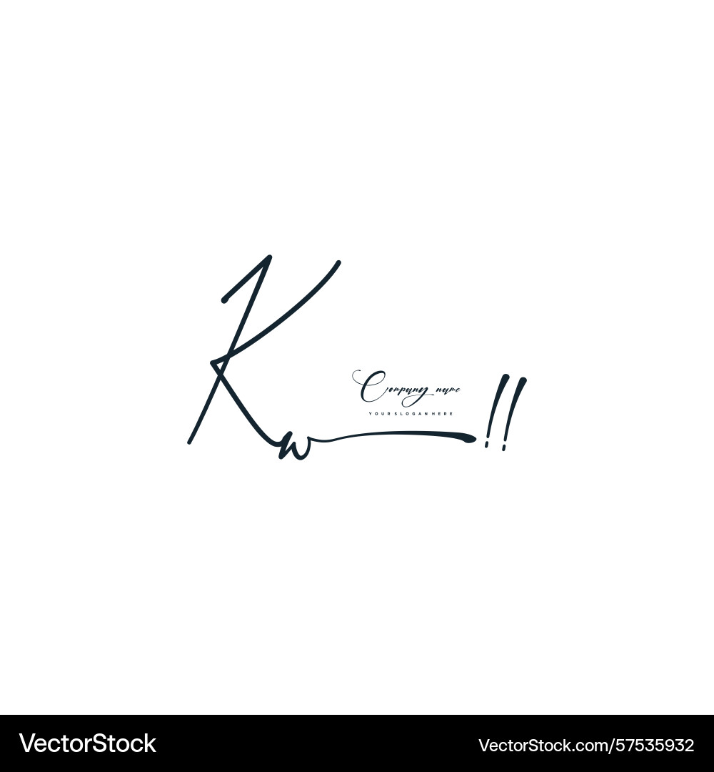 Minimal signature logo design with kw initials Minimal signature logo design with kw initials Vector Image