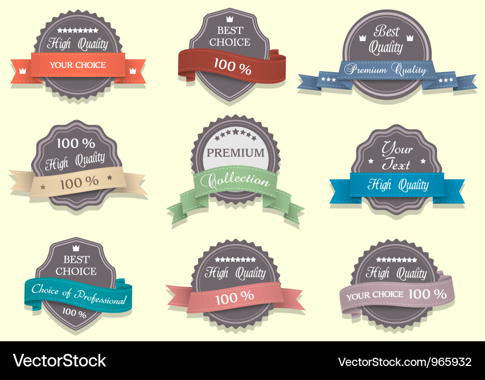 Nine premium quality labels Royalty Free Vector Image